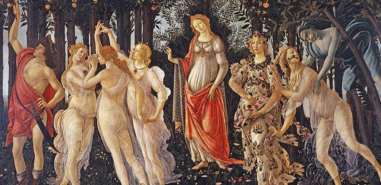 La Primavera of Sandro Botticelli, Uffizi gallery in Florence