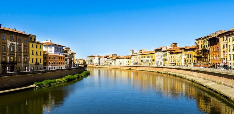 Beautiful view of Lungarno, Pisa