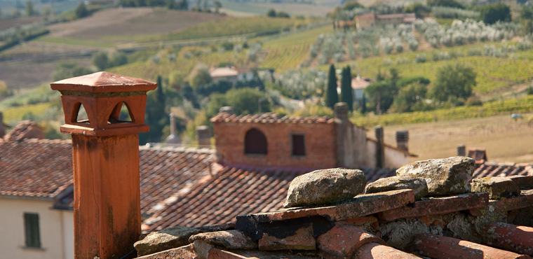 Tuscan countryside, view from a roof