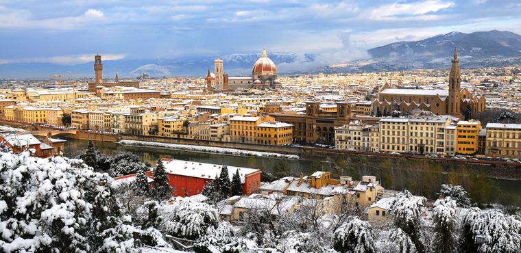 Panorama of Florence with snow