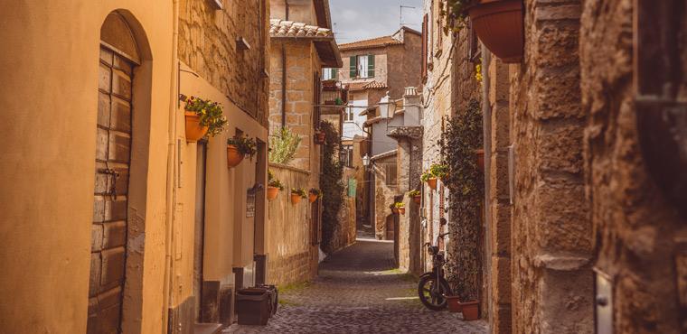 Narrow streets in Umbria